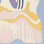 A contemporary hand tufted area rug featuring a pastel drip landscape design with flowing abstract patterns in soft hues of lavender, mustard, and cream. This wool rug is perfect for adding a touch of modern elegance to living room area rugs.