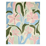 The Pastel Garden Glow Hand Tufted Rug is a stunning area rug featuring a contemporary floral design. This wool rug is perfect for adding a touch of elegance to living room spaces. The soft pastel colors and large floral patterns make it an ideal choice for living room area rugs, particularly in an 8x10 size.