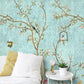 Pastel Green Birds and Tree Traditional Chinoiserie Wallpaper Mural - MAIA HOMES