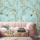 Pastel Green Birds and Tree Traditional Chinoiserie Wallpaper Mural - MAIA HOMES