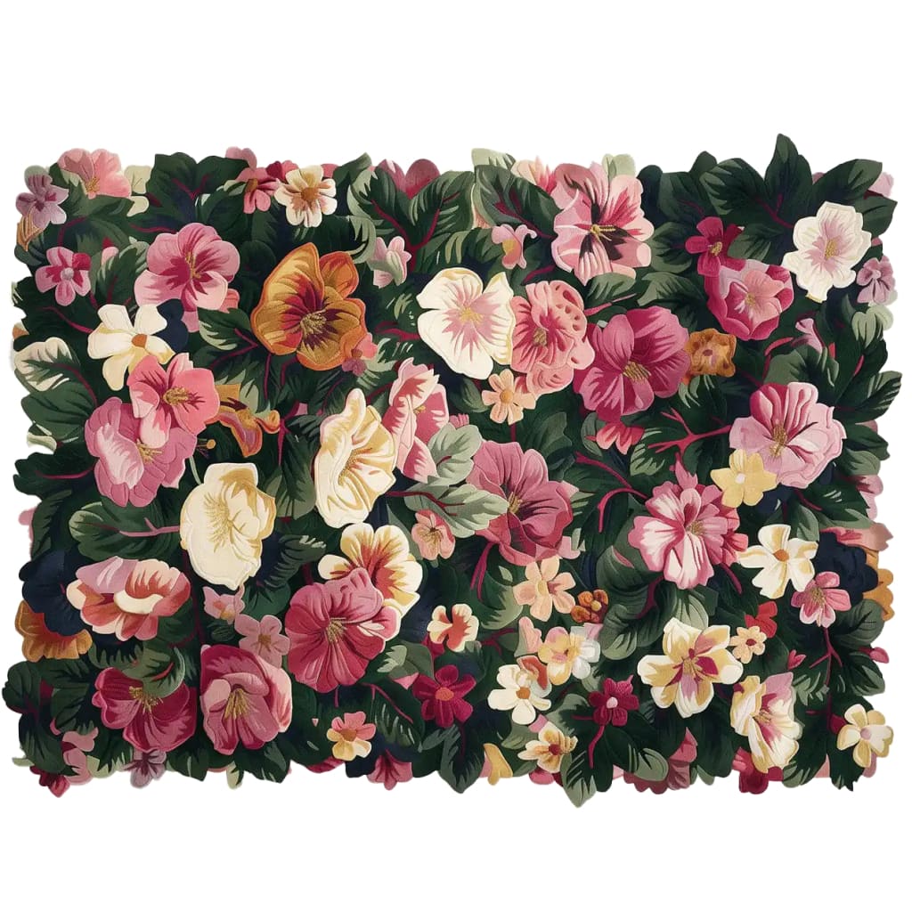 This vibrant area rug showcases a stunning array of pastel-colored blossoms, hand-tufted with high-quality wool. Ideal for adding a touch of nature to your living room, this floral rug is perfect as a large living room rug, offering both beauty and comfort.