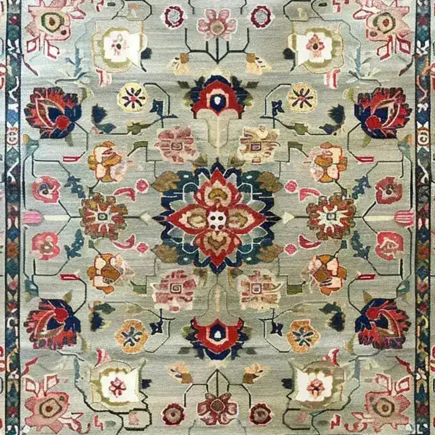 A beautifully designed Pastel Medallion Blossom Hand Knotted Area Rug showcasing a vintage floral pattern. This large living room rug features intricate Persian-inspired motifs with vibrant colors, perfect for adding an elegant touch to any space.