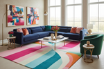 Pastel Motion Grid Hand Tufted Rug