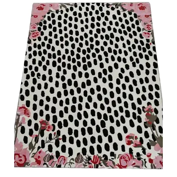 Pastel Pink Floral Animal Print Hand Tufted Rug - MAIA HOMES