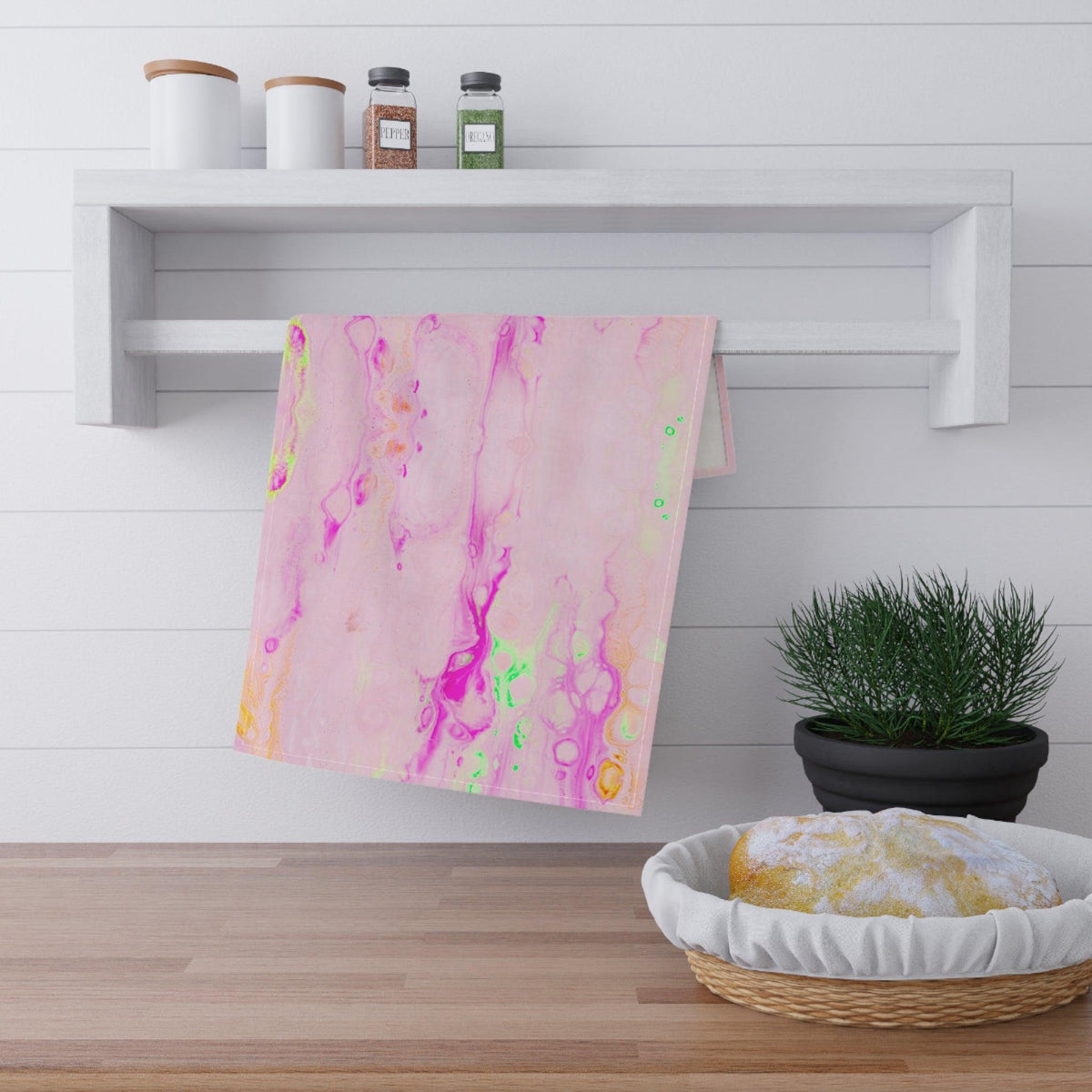 Pastel Pink Marble Kitchen Towel