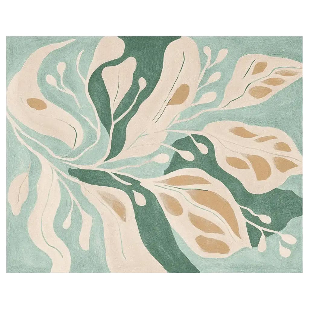 A beautifully designed Area Rug showcasing an abstract floral pattern in soft pastel colors, perfect for adding a contemporary touch to any living space. Crafted from high-quality wool, this 8x10 rug is ideal for large living rooms, providing both comfort and style.