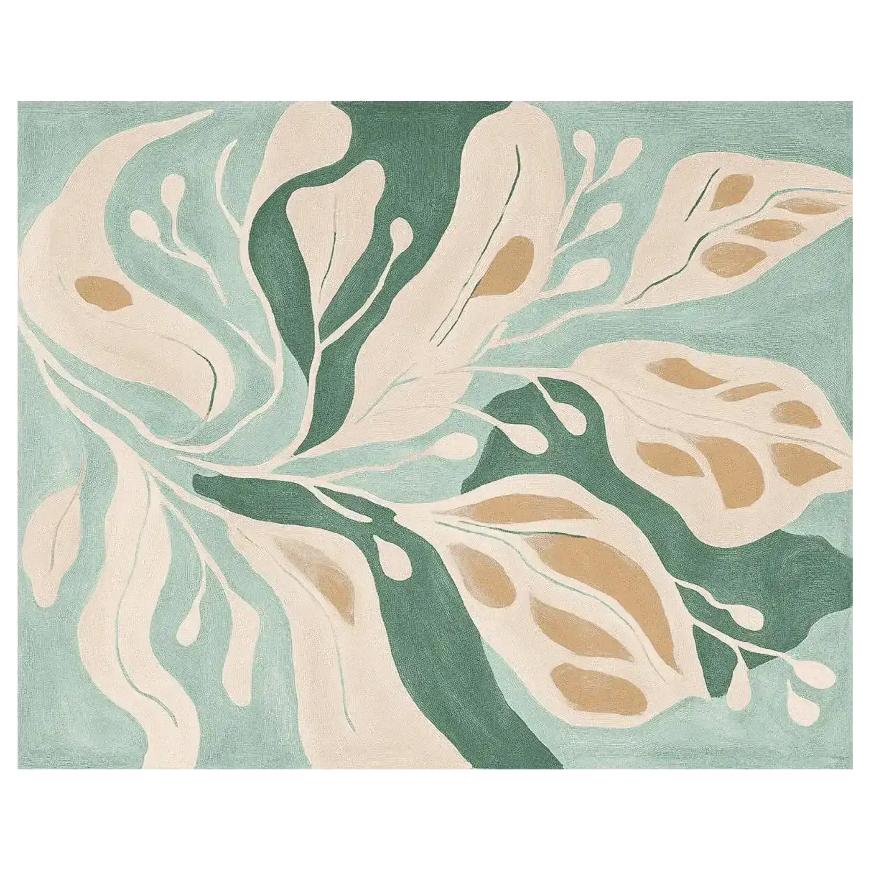 A beautifully designed Area Rug showcasing an abstract floral pattern in soft pastel colors, perfect for adding a contemporary touch to any living space. Crafted from high-quality wool, this 8x10 rug is ideal for large living rooms, providing both comfort and style.