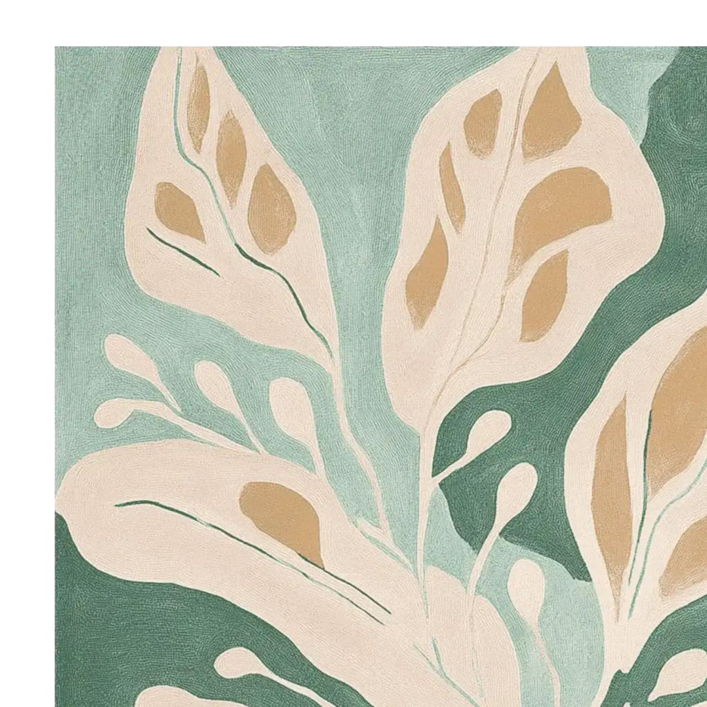 Close-up view of the Pastel Tide Bloom Hand Tufted Area Rug featuring an abstract floral design in soothing pastel shades. This contemporary wool rug is perfect for adding a touch of elegance to large living spaces. Ideal for living room rugs sized 8x10.