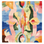 Vibrant Patchwork Color Realm Hand Tufted Area Rug featuring an abstract design with bold colors like blue, pink, green, and yellow. This contemporary square rug is perfect for adding a modern touch to living room spaces. Made from high-quality wool, it's an ideal choice for those seeking stylish and durable rugs for living rooms.