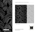 Pattern detail sheet of the Minimalist Midnight Lines design with close-up and panel dimensions