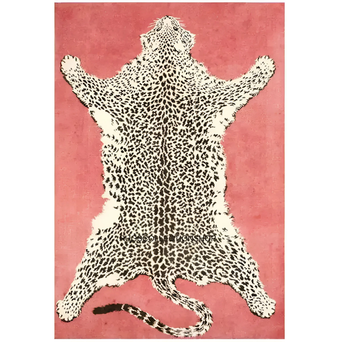 A stylish area rug designed to resemble a leopard skin with a peachy background, ideal for adding a bold touch to large living rooms. This hand tufted wool rug combines elegance with a wild flair, perfect for those seeking large area rugs that make a statement.