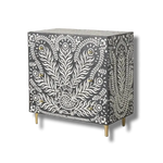 Peacock Design Bone Inlay 3 Drawers Dresser