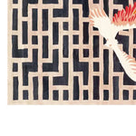 Contemporary area rug with a geometric design in black and cream, featuring an abstract pattern ideal for a modern living room. Made from high-quality wool, this large rug adds a stylish touch to any space.