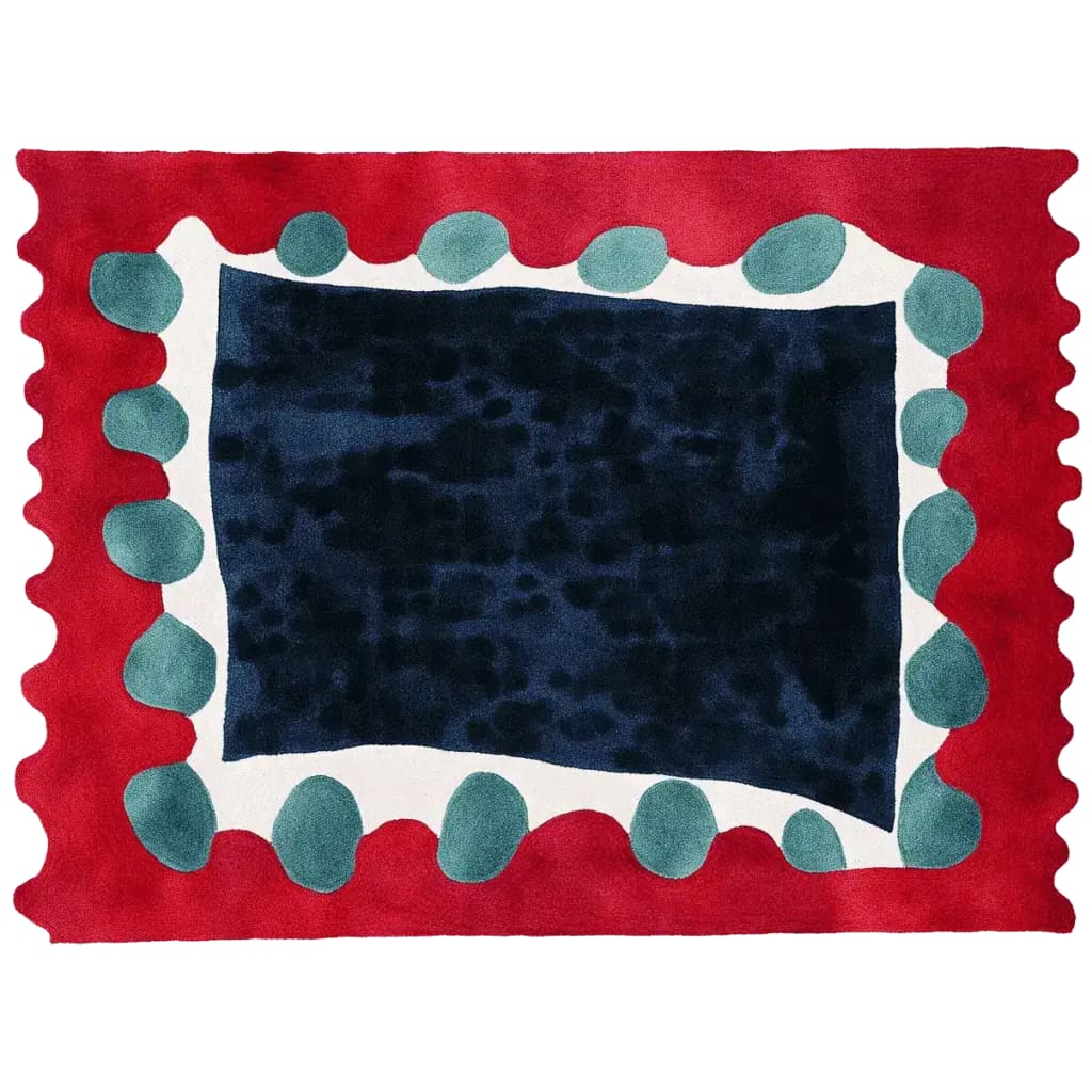 Vibrant area rug featuring a contemporary design with bold red, blue, and green patterns. This wool rug is perfect for adding a splash of color to your living room. Sized at 8x10, it’s ideal for those looking for stylish and modern rugs for living room spaces.