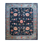 Elegant Peony Garden Hand Tufted Wool Rug featuring a vibrant floral design on a rich navy background, perfect as an area rug for large living rooms.