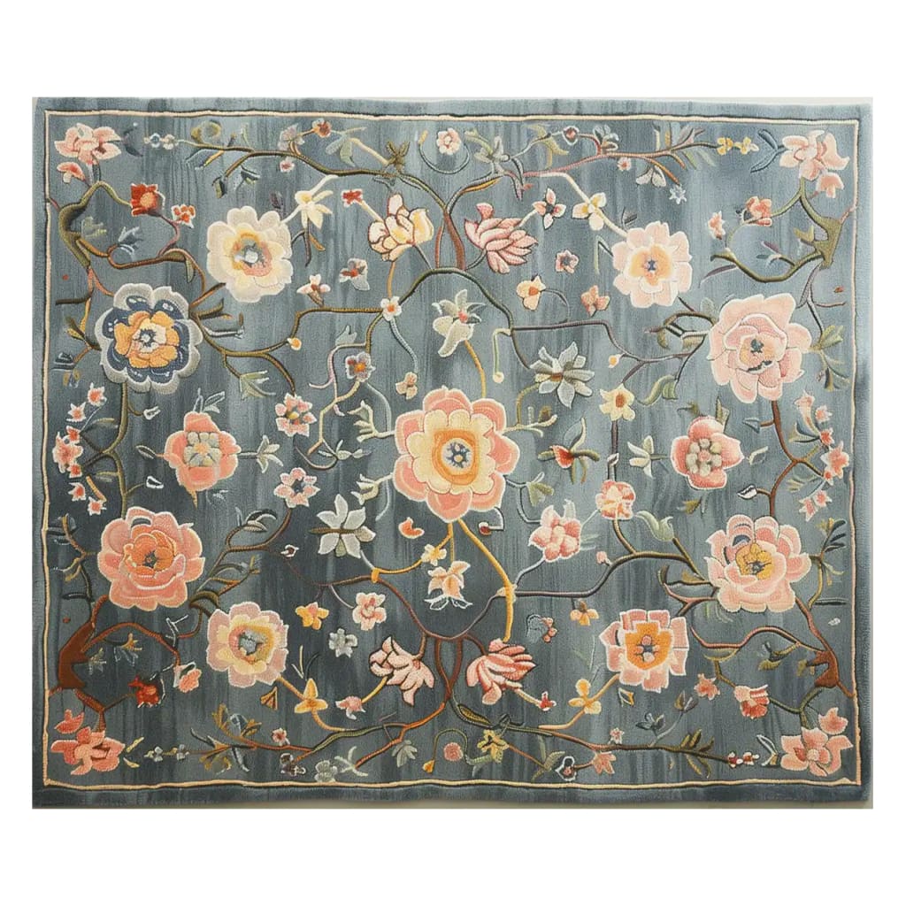 Elegant Persian Floral Harmony Hand Tufted Wool Rug featuring intricate floral patterns in soft hues, perfect for enhancing the beauty of living room area rugs. This wool rug adds a touch of sophistication and warmth to any space, making it an ideal choice for those seeking stylish rugs for the living room.