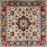 Vibrant Persian Palette Hand Tufted Rug featuring an intricate floral design in rich colors. This square area rug brings a vintage charm to living rooms, showcasing a classic Persian style. Made from high-quality wool, it's a perfect addition to enhance your living room decor with its elegant and timeless appeal.