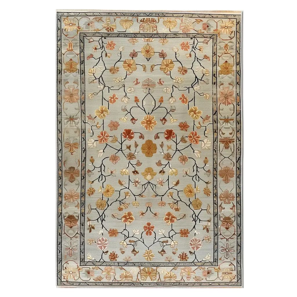 Elegant Persian Petals Hand Tufted Wool Rug featuring a harmonious floral design with intricate patterns in warm tones, perfect for enhancing living room spaces. This area rug adds a touch of sophistication and warmth, making it an ideal choice for those seeking stylish and durable wool rugs for their living room.