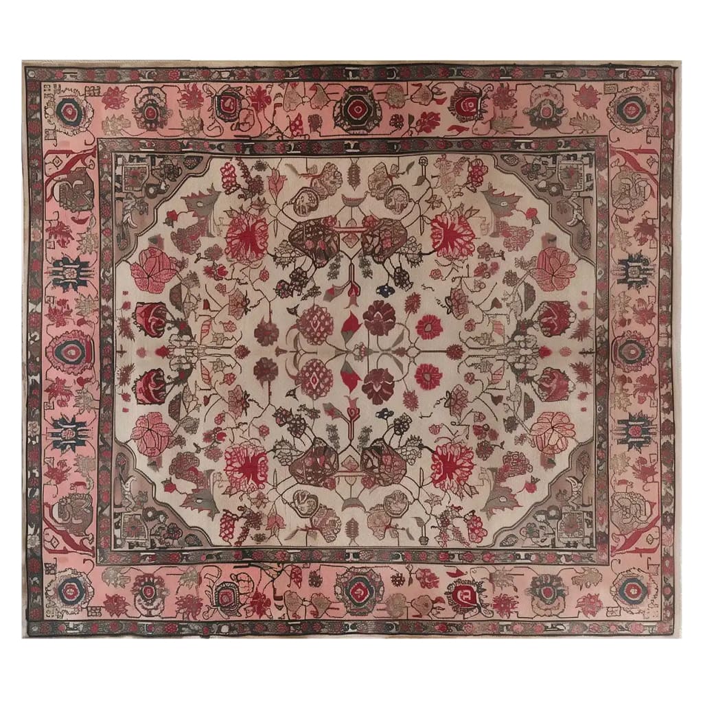 Elegant Persian Reflection Hand Tufted Wool Rug, a luxurious area rug ideal for living rooms. This 8x10 wool rug features intricate Persian designs in rich red and beige tones, perfect for adding a touch of sophistication to any space.