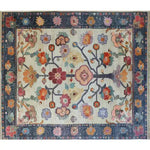 Beautiful Petal Cascade Hand Knotted Area Rug showcasing a vibrant floral design. Perfect for a large living room, this vintage Persian rug features a stunning array of colorful flowers and intricate patterns, ideal for those seeking living room rugs 8x10 with a timeless appeal.
