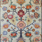 A beautifully detailed Petal Cascade Hand Knotted Area Rug featuring an intricate floral pattern. This vintage-inspired Persian rug is ideal for large living rooms and measures 8x10. The vibrant colors and classic design bring elegance and charm, making it a perfect choice for those seeking a floral touch in their home decor.