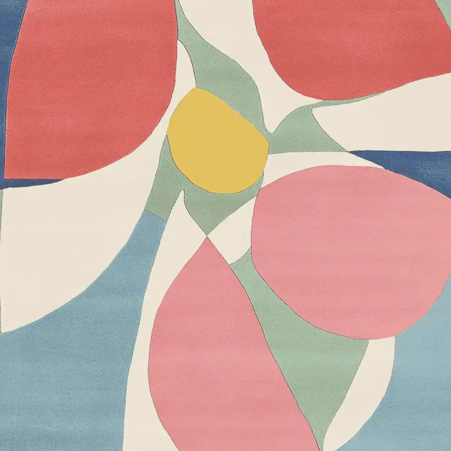 This vibrant area rug, titled 'Petal Drift Field Hand Tufted Rug', features a contemporary design with bold abstract floral patterns in shades of pink, blue, green, and yellow. Made from high-quality wool, this large living room rug adds a splash of color and modern flair to any space, making it an ideal choice for area rugs for living rooms.