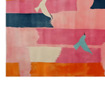 Vibrant Petal Harmony Hand Tufted Wool Rug featuring abstract design with bold pink, orange, and blue hues, perfect as a living room area rug. This wool rug adds a touch of artistic flair to rugs for living room settings.