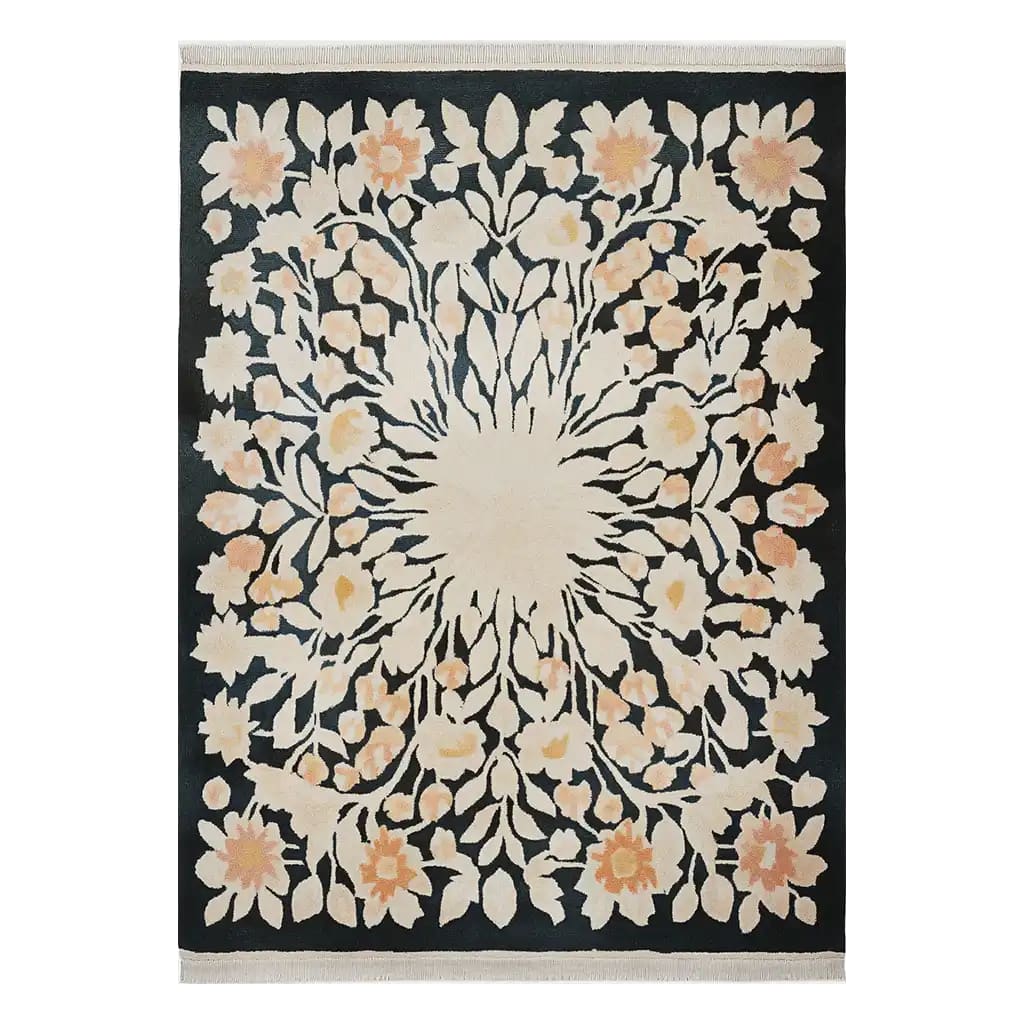Petal Harmony Hand Tufted Wool Rug featuring a stunning floral design in soft peach and cream tones. This elegant area rug is perfect for adding a touch of nature-inspired beauty to your living room. Crafted from high-quality wool, this 8x10 rug offers both durability and style, making it an ideal choice for living room rugs.