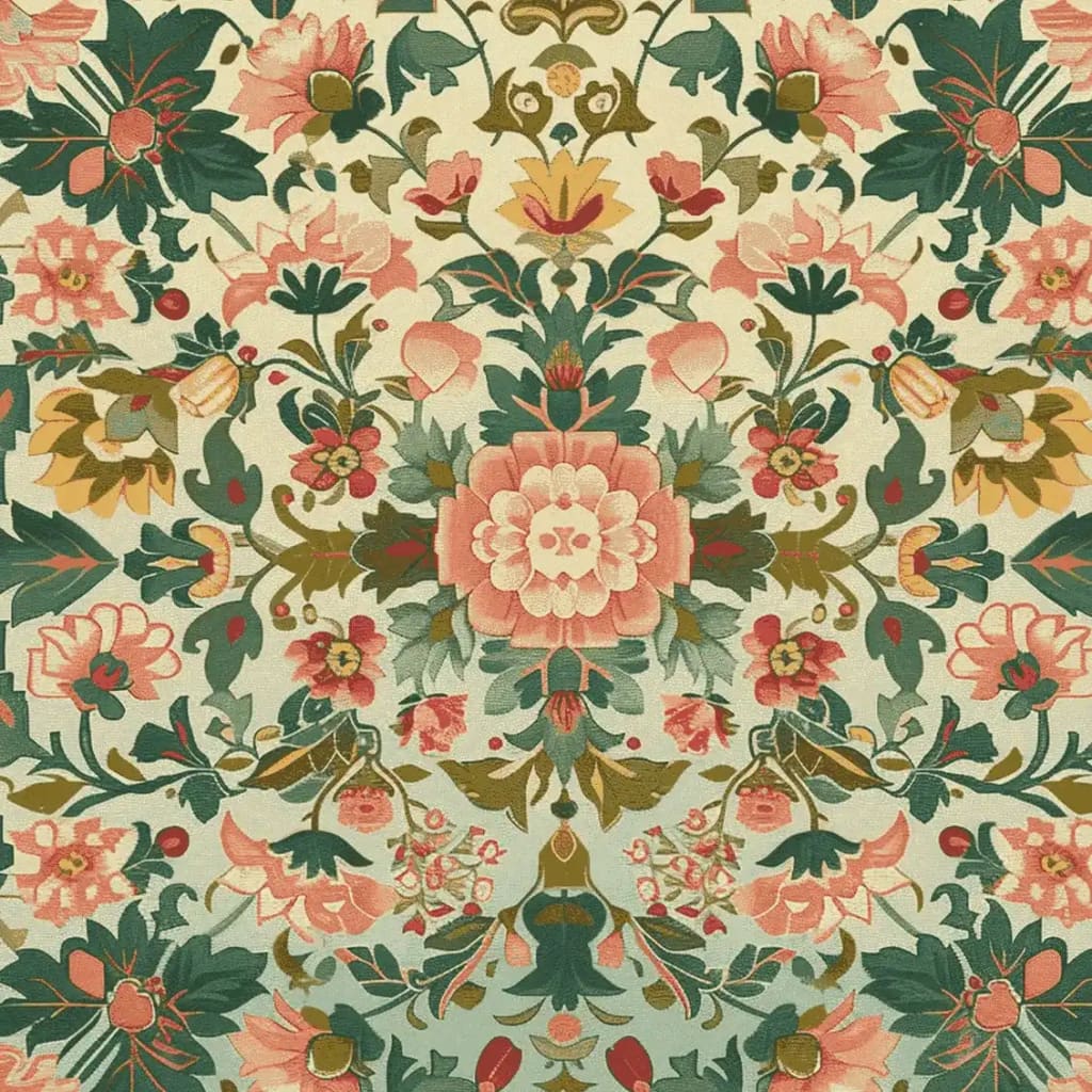 A vibrant square area rug featuring an intricate floral pattern with lush green, pink, and yellow hues. Ideal for adding a touch of elegance to large living room spaces, this hand-tufted wool rug combines both style and comfort, making it a perfect choice for those seeking decorative rugs for living rooms.
