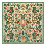 A beautifully designed Petal Medallion Echo Hand Tufted Rug, showcasing a vibrant floral pattern in warm tones. This square area rug is perfect for adding elegance to large living rooms. Made from quality wool, it serves as a stunning floral rug option for those seeking unique rugs for living room decor.