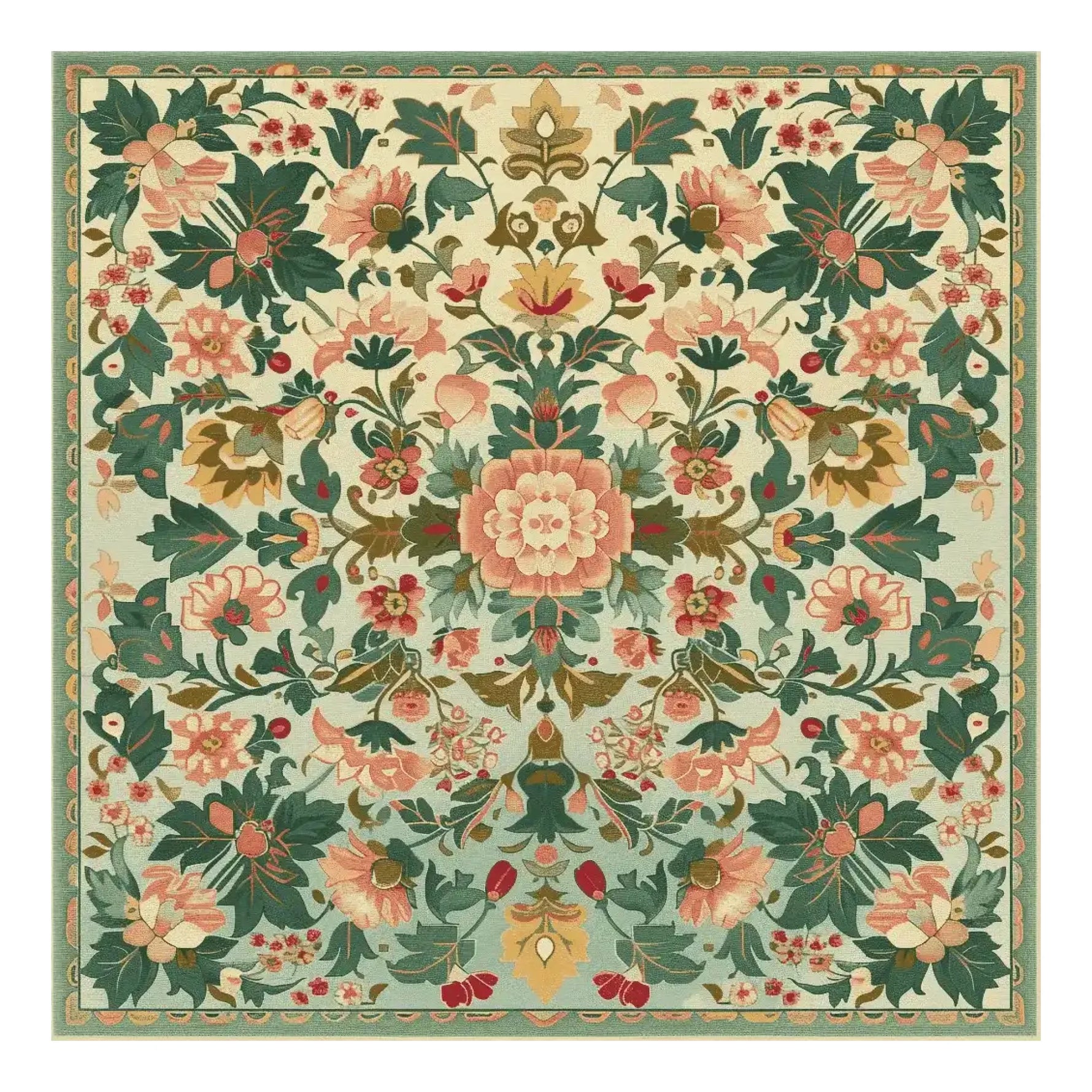 A beautifully designed Petal Medallion Echo Hand Tufted Rug, showcasing a vibrant floral pattern in warm tones. This square area rug is perfect for adding elegance to large living rooms. Made from quality wool, it serves as a stunning floral rug option for those seeking unique rugs for living room decor.