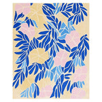 This vibrant Petal Pattern Hand Tufted Area Rug features a contemporary design with bold blue and soft pink floral patterns on a beige background. Perfectly sized for living rooms as an 8x10 wool rug, it adds a touch of elegance and modern style to any space.