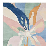 A vibrant area rug featuring a contemporary design with abstract floral patterns in soft pastel colors. This wool rug is perfect for adding a touch of elegance to your living room. Ideal as an 8x10 rug, it's a standout piece in any modern home decor.