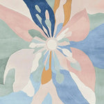 A beautifully designed area rug featuring a contemporary floral pattern with soft pastel hues of blue, pink, and green. This wool rug is perfect for adding a touch of elegance to any living room, especially as an 8x10 centerpiece.