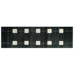 Top view of the Petal Stream Hand Tufted Wool Rug, a contemporary runner rug with a modern checkered pattern in black and white squares, ideal for use as kitchen rugs, hallway runner rug, or bathroom runner rug.