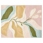 Abstract art with leaves and soft colors on a pink background