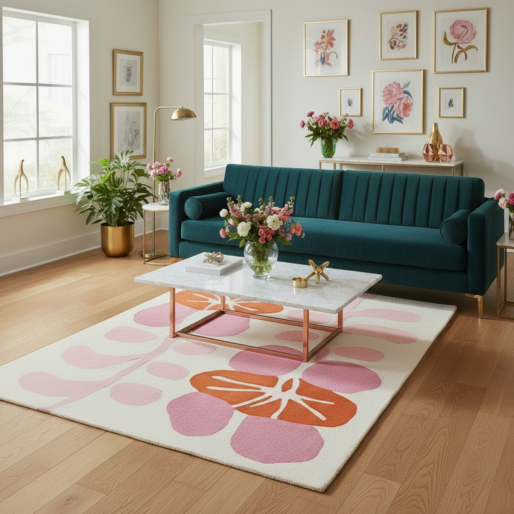 Petal Waves Hand Tufted Wool Rug