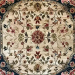 Petals in the Breeze Hand Knotted Area Rug featuring a detailed floral design. This wool square area rug, ideal for dining rooms or bedrooms, showcases intricate Persian-inspired patterns with vibrant blooms, making it a perfect dining table rug choice.