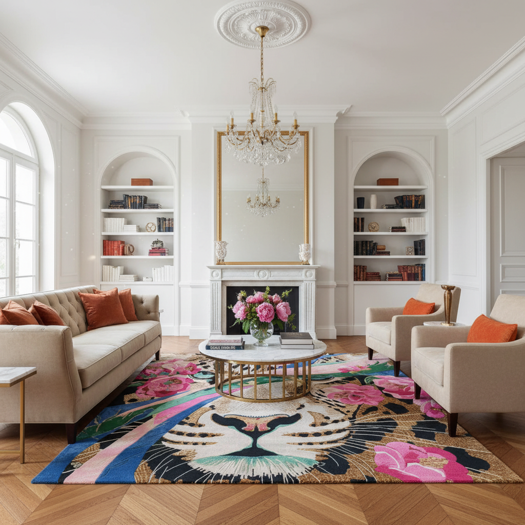 Petals Meet Predator Hand Tufted Rug
