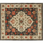 The Petals of Heritage Hand Knotted Area Rug features an elegant floral design with intricate patterns. This vintage rug, perfect for living room spaces, measures 8x10 and showcases a Persian-inspired aesthetic. Its rich colors and detailed motifs make it an ideal choice for those seeking a classic and sophisticated living room area rug.