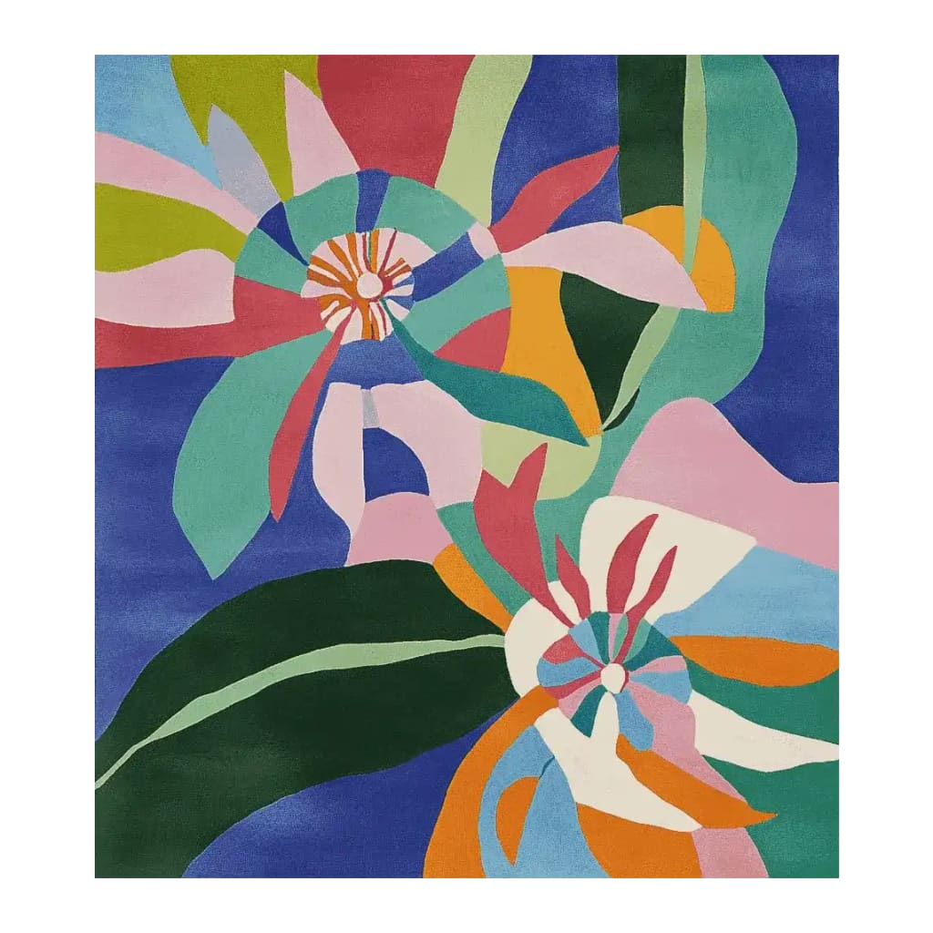 Vibrant Petalscape Layers Hand Tufted Area Rug featuring a contemporary design with colorful floral patterns. Made from wool, this rug is perfect for adding a splash of color to your living room. Ideal for those seeking contemporary area rugs for living room spaces.