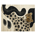 Enchanting Phantom Jungle Grace Hand Tufted Area Rug featuring an abstract depiction of a leopard with bold black and tan spots, perfect for contemporary and large living room spaces. This wool rug combines artistry with functionality, making it an ideal choice for area rugs for living room settings.
