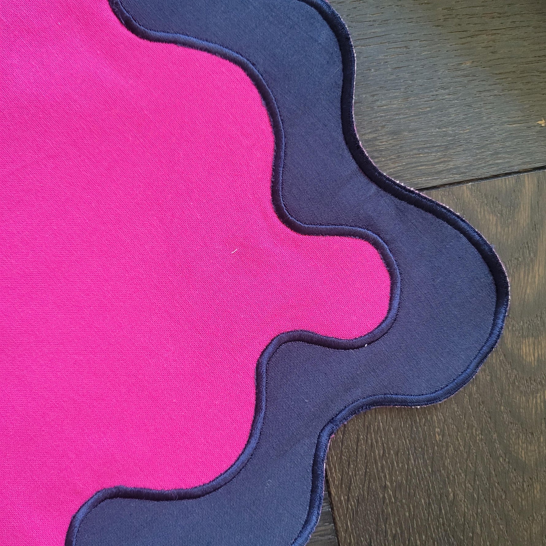 Pink and Blue Scallop 100% Linen Square Placemat