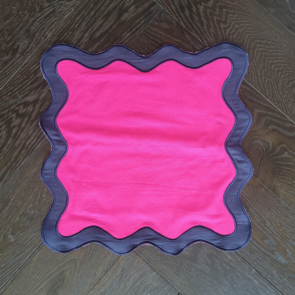 Pink and Blue Scallop 100% Linen Square Placemat