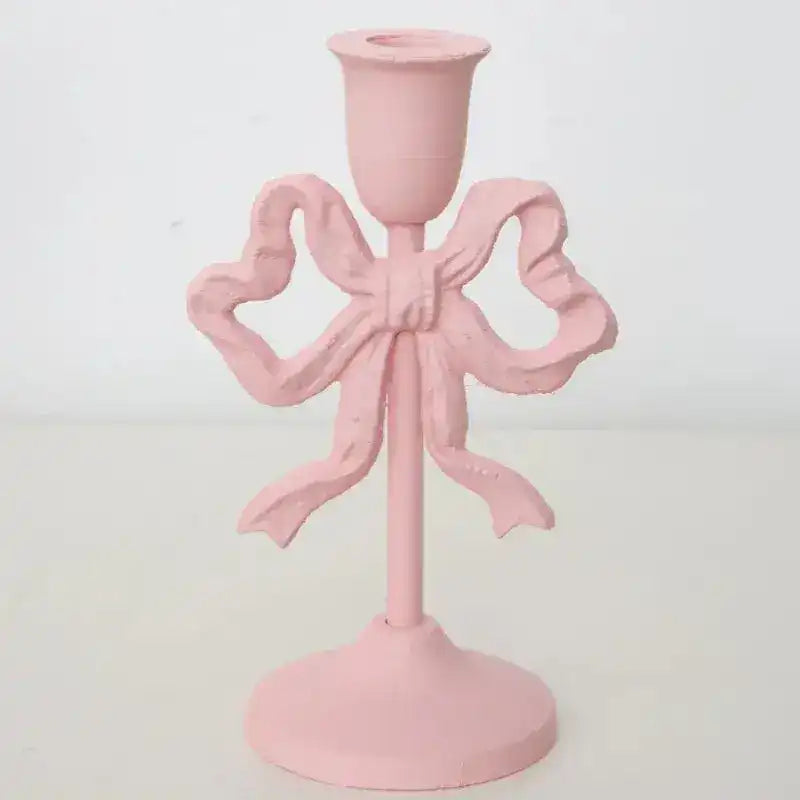 Pink Bow Knot Iron Candlestick Holder - MAIA HOMES