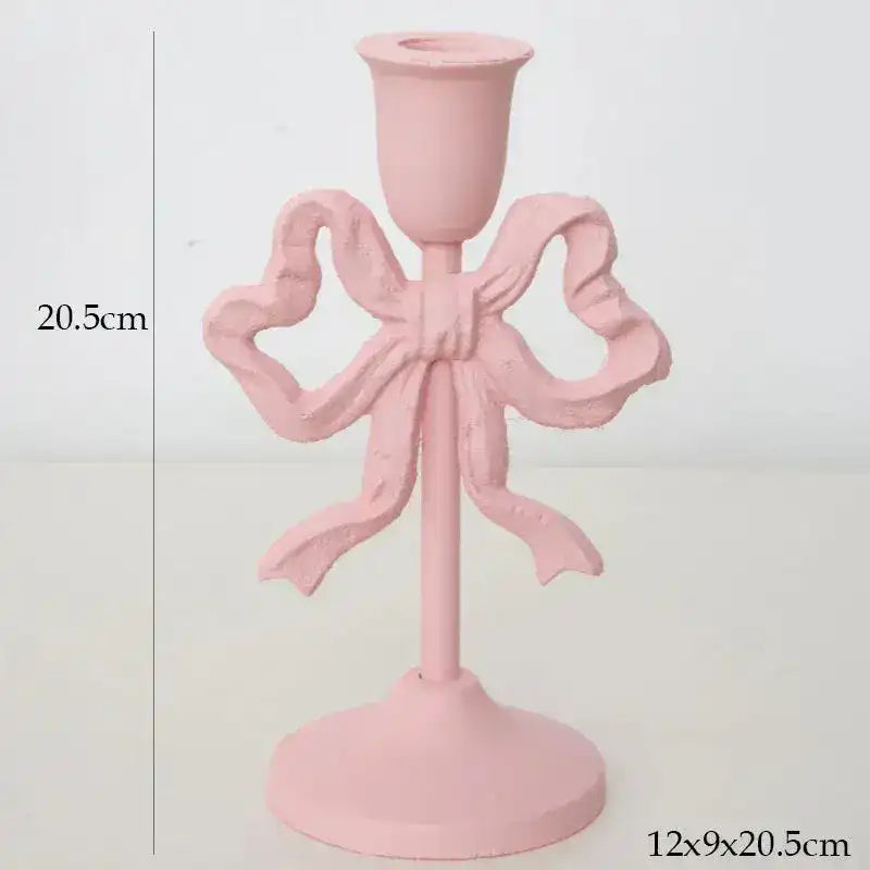Pink Bow Knot Iron Candlestick Holder - MAIA HOMES