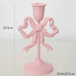 Pink Bow Knot Iron Candlestick Holder - MAIA HOMES