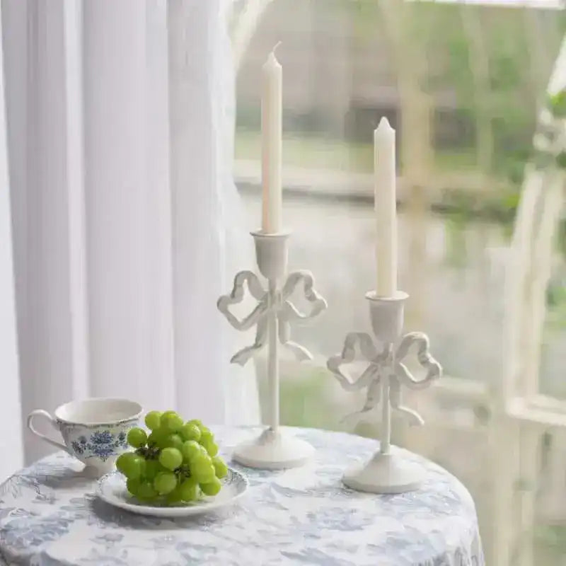 Pink Bow Knot Iron Candlestick Holder - MAIA HOMES
