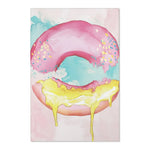 Pink Donut Drip Accent Rug flat lay watercolor donut pink glaze yellow dripping icing sprinkles teal background