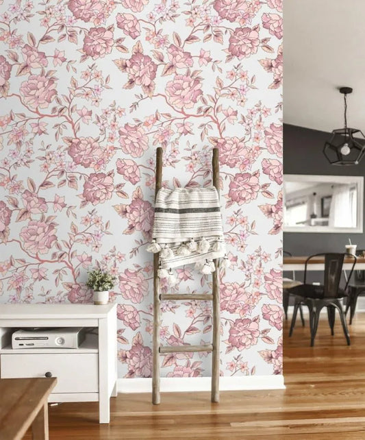 Pink Floral Delicate Vintage Wallpaper Pink Floral Delicate Vintage Wallpaper 